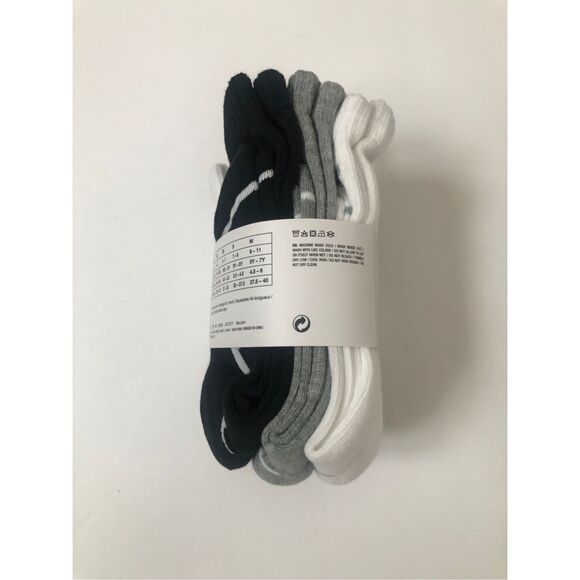 Nike Boys Cushioned Crew Socks 6 Pack (Grey/White/Black) size 10C- 3Y - Picture 2 of 5